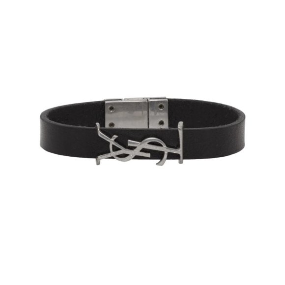NEW Saint Laurent Black Opyum Leather Bracelet